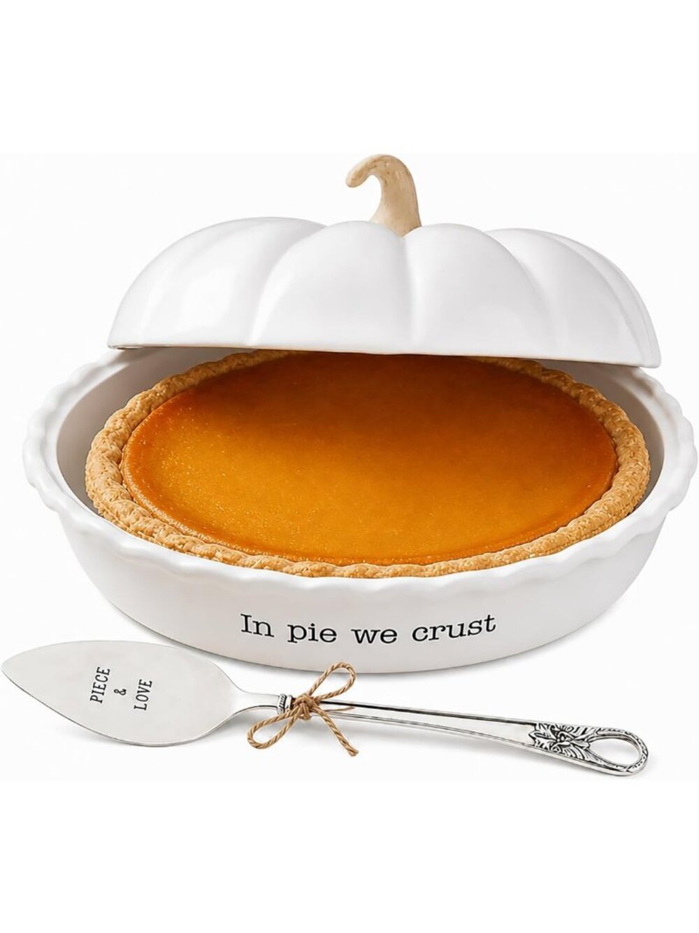 Ceramic Pumpkin Pie Dish with Lid | Fall Decor & Baking Essential, 9" Diameter